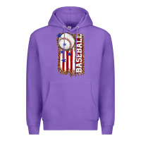 Purple baseball american flag Premium Hoodie - texasbilliewilder