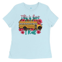 Baby Blue this is how i roll school bus Ladies Tee - Artiststas