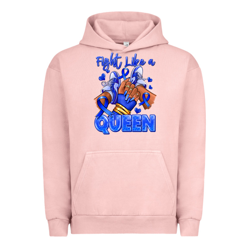 Fight Like A Queen Navy Blue Colon Cancer Afro Gir Urban Hoodie by RanaPortraitStore | Teevron