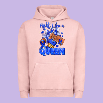 Urban Hoodie fight like a queen navy blue colon cancer afro gir