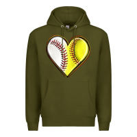 Army Green baseball and softball heart Premium Hoodie - texasbilliewilder