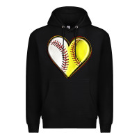 Black baseball and softball heart Premium Hoodie - texasbilliewilder