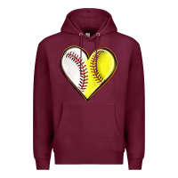 Burgundy baseball and softball heart Premium Hoodie - texasbilliewilder
