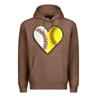 Chestnut baseball and softball heart Premium Hoodie - texasbilliewilder