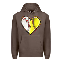 Coffee baseball and softball heart Premium Hoodie - texasbilliewilder