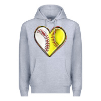 Heather Grey baseball and softball heart Premium Hoodie - texasbilliewilder