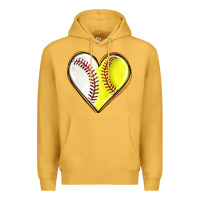 Mustard baseball and softball heart Premium Hoodie - texasbilliewilder