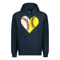 Navy baseball and softball heart Premium Hoodie - texasbilliewilder