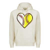 Oatmeal Heather baseball and softball heart Premium Hoodie - texasbilliewilder