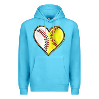 Ocean Blue baseball and softball heart Premium Hoodie - texasbilliewilder