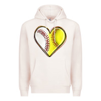 Pale Pink baseball and softball heart Premium Hoodie - texasbilliewilder