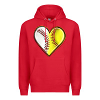 Red baseball and softball heart Premium Hoodie - texasbilliewilder