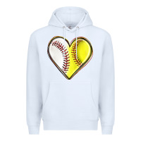 White baseball and softball heart Premium Hoodie - texasbilliewilder