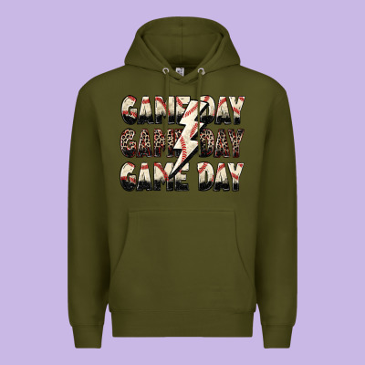 Game Day Game Day Baseball Lightning Bolt Premium Hoodie Designed By Zillion Design Studio