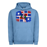Pigment Pebble Blue dominican and puerto rico flag Urban Hoodie - texasbilliewilder