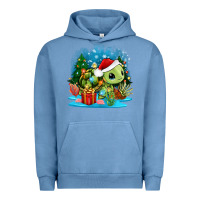 Pigment Pebble Blue christmas turtle Urban Hoodie - Zillion Design Studio