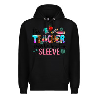 Black this teacher wears her heart on sleeve Premium Hoodie - AdoDesignShop