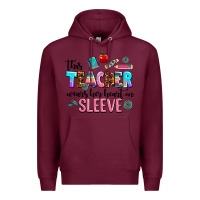 Burgundy this teacher wears her heart on sleeve Premium Hoodie - AdoDesignShop