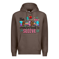 Coffee this teacher wears her heart on sleeve Premium Hoodie - AdoDesignShop
