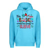 Ocean Blue this teacher wears her heart on sleeve Premium Hoodie - AdoDesignShop