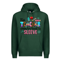Sports Green this teacher wears her heart on sleeve Premium Hoodie - AdoDesignShop