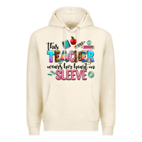 Tofu this teacher wears her heart on sleeve Premium Hoodie - AdoDesignShop