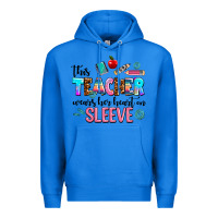 True Royal this teacher wears her heart on sleeve Premium Hoodie - AdoDesignShop