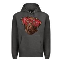 Charcoal Heather labrador retriever with love glass Premium Hoodie - RanaPortraitStore