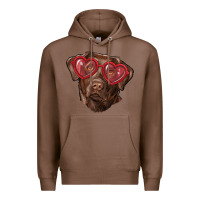 Chestnut labrador retriever with love glass Premium Hoodie - RanaPortraitStore