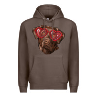Coffee labrador retriever with love glass Premium Hoodie - RanaPortraitStore