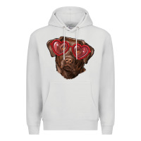 Dove Grey labrador retriever with love glass Premium Hoodie - RanaPortraitStore