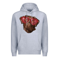 Heather Grey labrador retriever with love glass Premium Hoodie - RanaPortraitStore