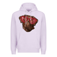 Lilac labrador retriever with love glass Premium Hoodie - RanaPortraitStore