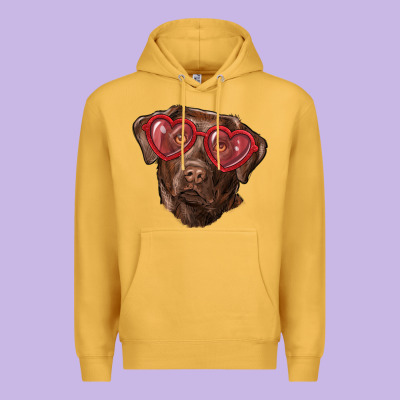 Labrador Retriever With Love Glass Premium Hoodie Designed By Ranaportraitstore