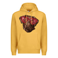 Mustard labrador retriever with love glass Premium Hoodie - RanaPortraitStore