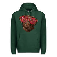 Sports Green labrador retriever with love glass Premium Hoodie - RanaPortraitStore