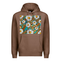 Chestnut Leopard And Tiger Daisy Premium Hoodie - RanaPortraitStore