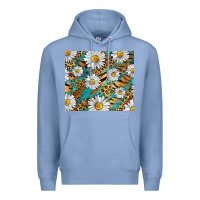 Colony Blue Leopard And Tiger Daisy Premium Hoodie - RanaPortraitStore
