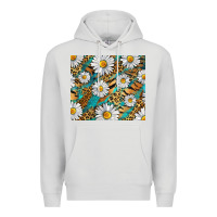 Dove Grey Leopard And Tiger Daisy Premium Hoodie - RanaPortraitStore