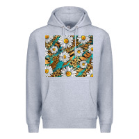 Heather Grey Leopard And Tiger Daisy Premium Hoodie - RanaPortraitStore