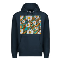 Navy Leopard And Tiger Daisy Premium Hoodie - RanaPortraitStore