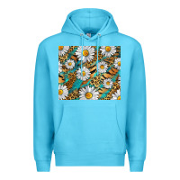 Ocean Blue Leopard And Tiger Daisy Premium Hoodie - RanaPortraitStore
