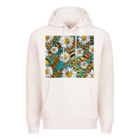 Pale Pink Leopard And Tiger Daisy Premium Hoodie - RanaPortraitStore