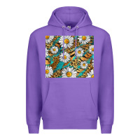 Purple Leopard And Tiger Daisy Premium Hoodie - RanaPortraitStore