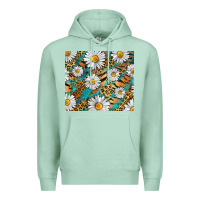 Seafoam Leopard And Tiger Daisy Premium Hoodie - RanaPortraitStore