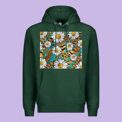 Leopard And Tiger Daisy Premium Hoodie Designed By Ranaportraitstore