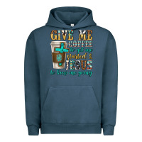 Pigment Midnight Navy give me coffee to get me started Urban Hoodie - texasbilliewilder