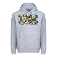 Heather Grey leopard daisy Premium Hoodie - RanaPortraitStore