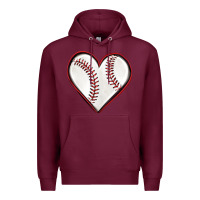 Burgundy baseball heart Premium Hoodie - texasbilliewilder