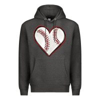 Charcoal Heather baseball heart Premium Hoodie - texasbilliewilder
